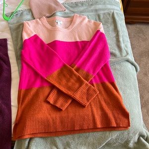 NWOT JCREW Sz Medium color block Teddie sweater.